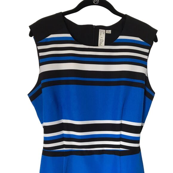 Emma & Michele Womens Dress Size 12 Multicolor Striped Sleeveless Career Sheath - Picture 2 of 13